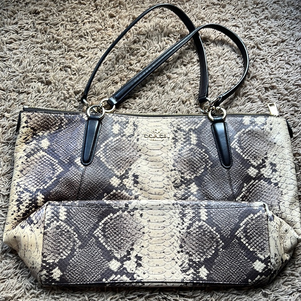 Large size Coach Snakeskin tote purse